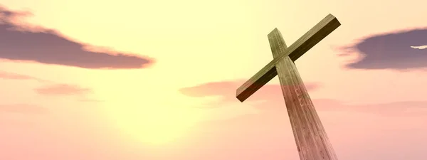 Cruz de madeira ou forma de símbolo de religião — Fotografia de Stock