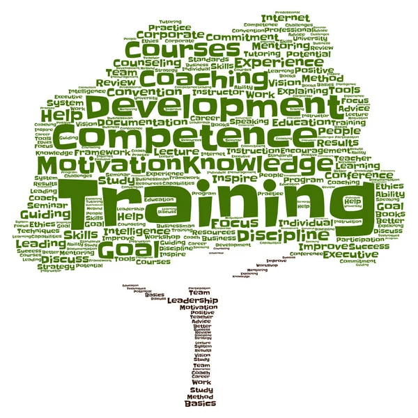 Formación, coaching o aprendizaje, nube de palabras de árbol —  Fotos de Stock