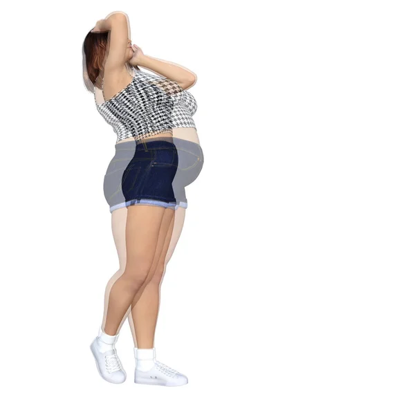 Ожирение женщина против стройный подходят здоровое тело — стоковое фото