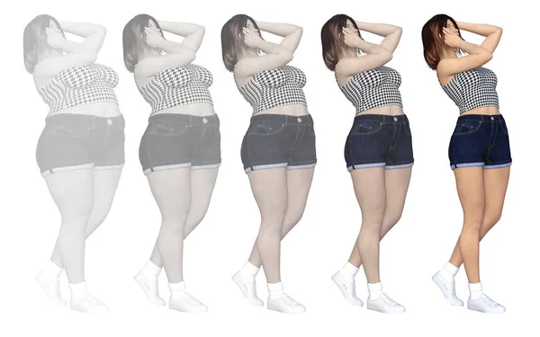 Παχύσαρκες γυναίκες vs slim fit υγιές σώμα — Φωτογραφία Αρχείου