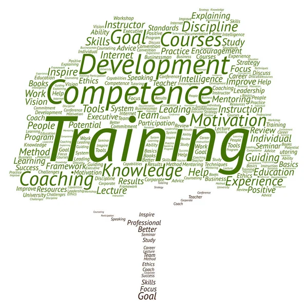 Opleiding, coaching of leren, boom word cloud — Stockfoto