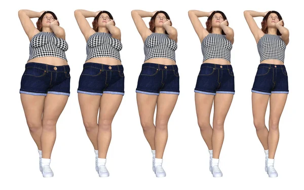 Παχύσαρκες γυναίκες vs slim fit υγιές σώμα — Φωτογραφία Αρχείου