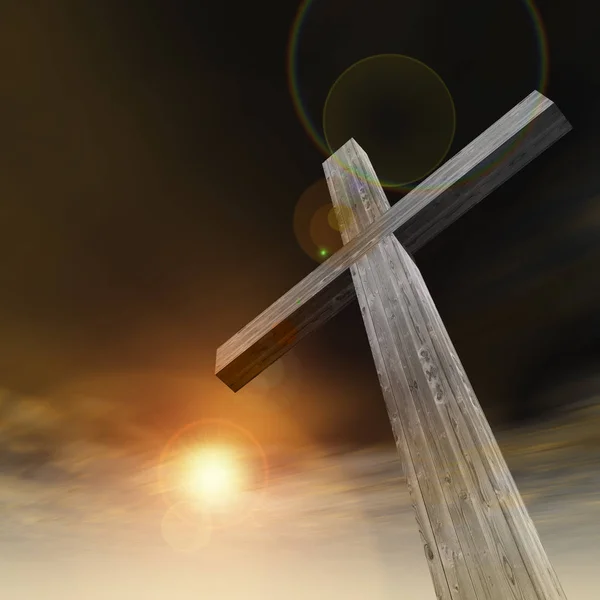 Conceptual wood cross — Stock Photo, Image