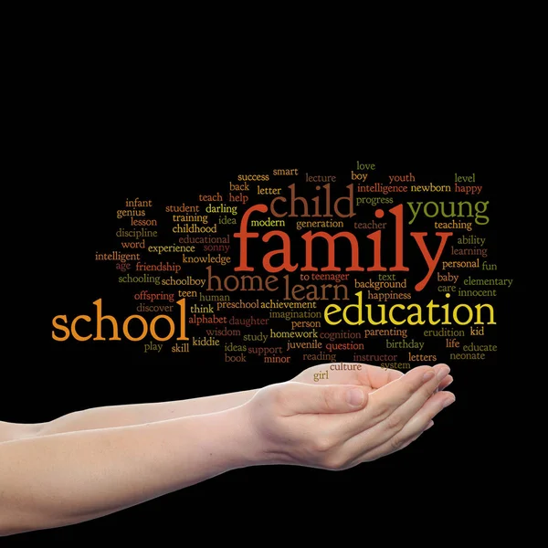 Child education or family abstract word cloud — Stock Photo, Image