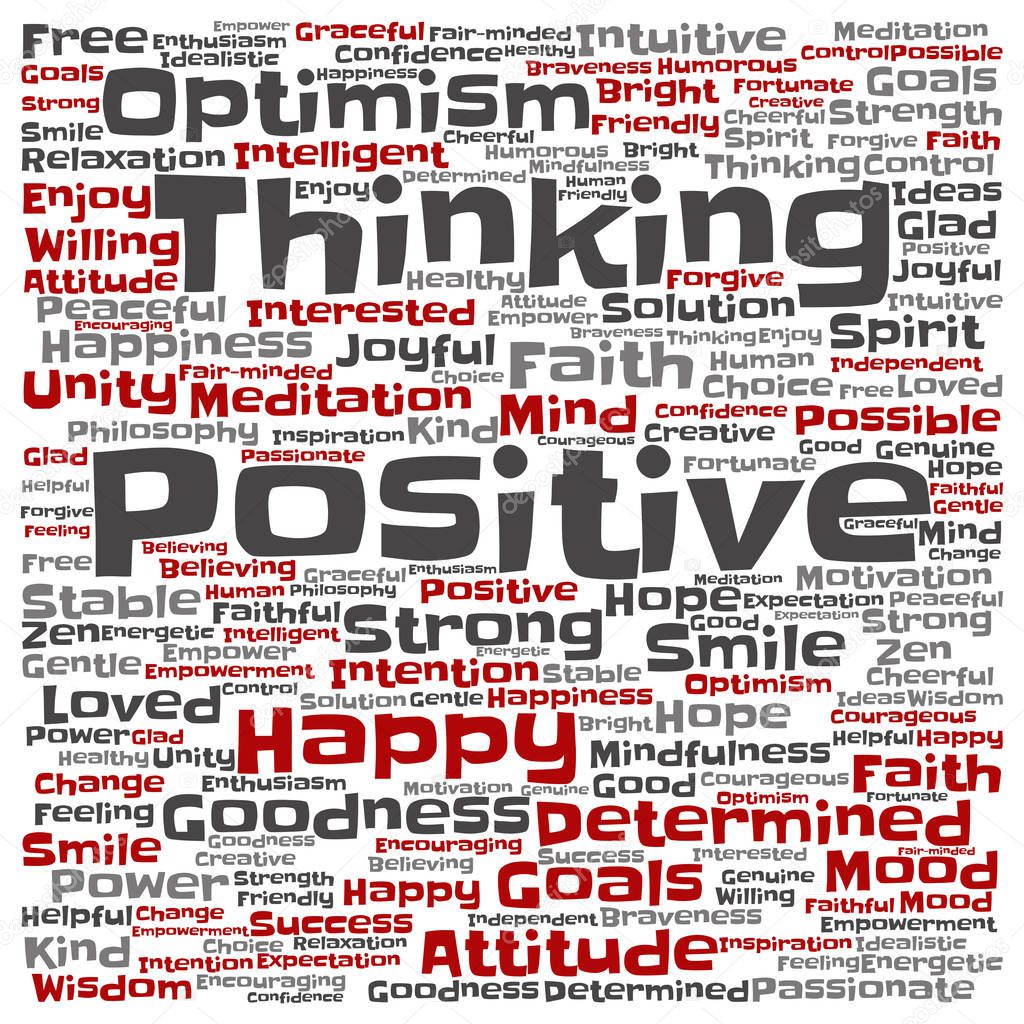 positive thinking abstract word cloud