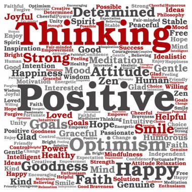 pozitif düşünme soyut kelime bulutu