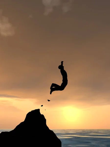 Hombre de negocios silueta saltando — Foto de Stock