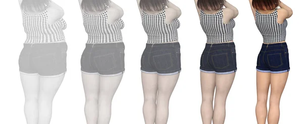비만 여성 vs 슬림 건강 한 몸에 맞는 — 스톡 사진