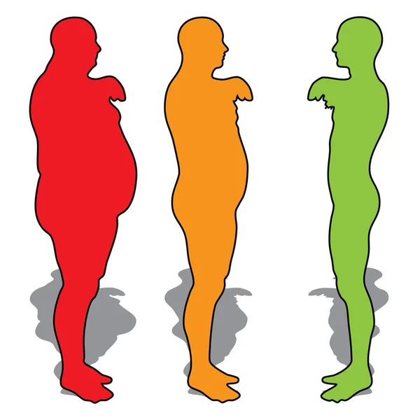 3D illustratie vet overgewicht vs slank — Stockfoto
