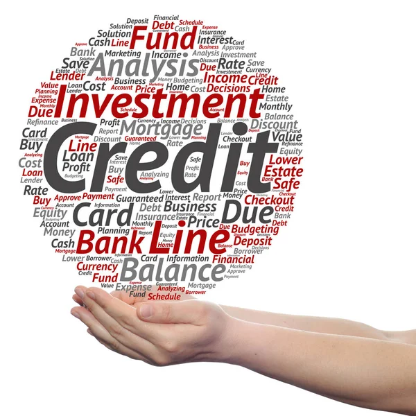 Credit word cloud in hands — Stock Photo, Image