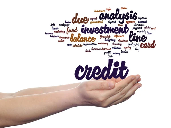 Credit word cloud in hands — Stock Photo, Image