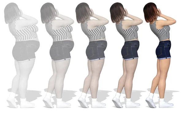 Ожиріння жіночої статі проти тонкої пристосованості здорового тіла — стокове фото