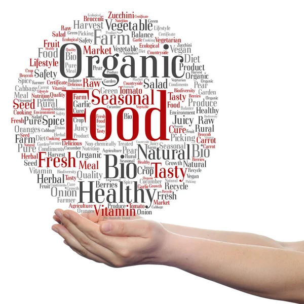 Alimentos orgânicos nuvem palavra — Fotografia de Stock