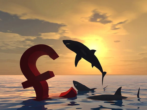 Tiburones comer símbolo libra — Foto de Stock