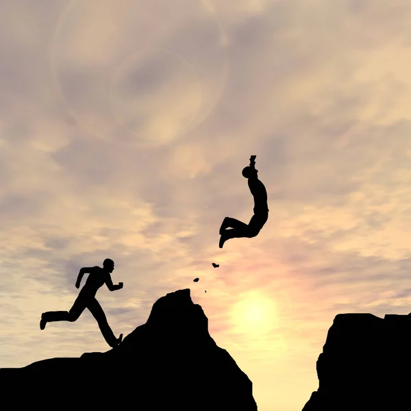 Man jumping from cliff — Stock Photo, Image