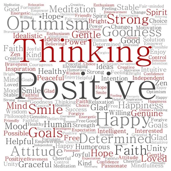 Positivt tänkande abstrakt word cloud — Stockfoto