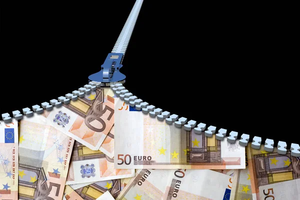 Блискавка з євро гроші банкноти — стокове фото