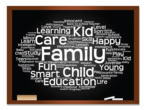 Barn utbildning eller familj abstrakta ord moln — Stockfoto
