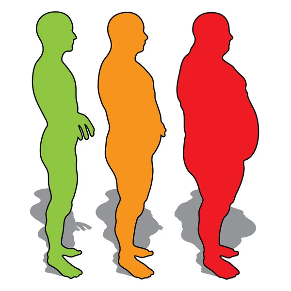 3D illustration fat overweight vs slim