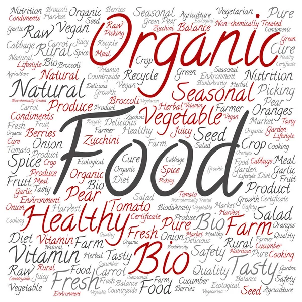 Alimentos orgánicos palabra nube — Foto de Stock