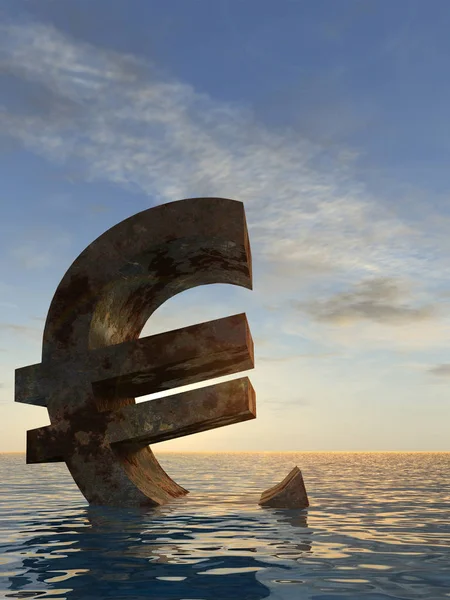 Segno dell'euro nell'oceano — Foto Stock