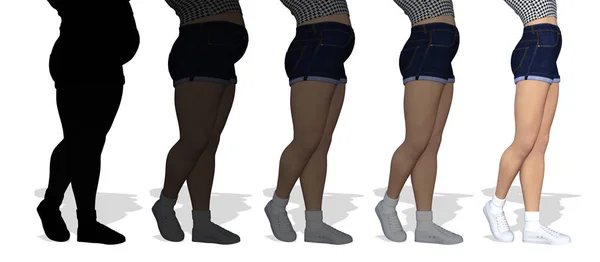 Obez feminin vs subțire se potrivesc corpului sănătos — Fotografie, imagine de stoc