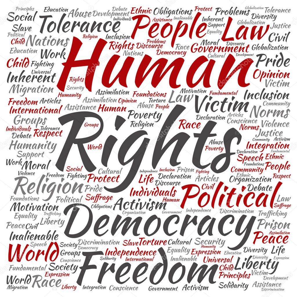cloud of words human rights