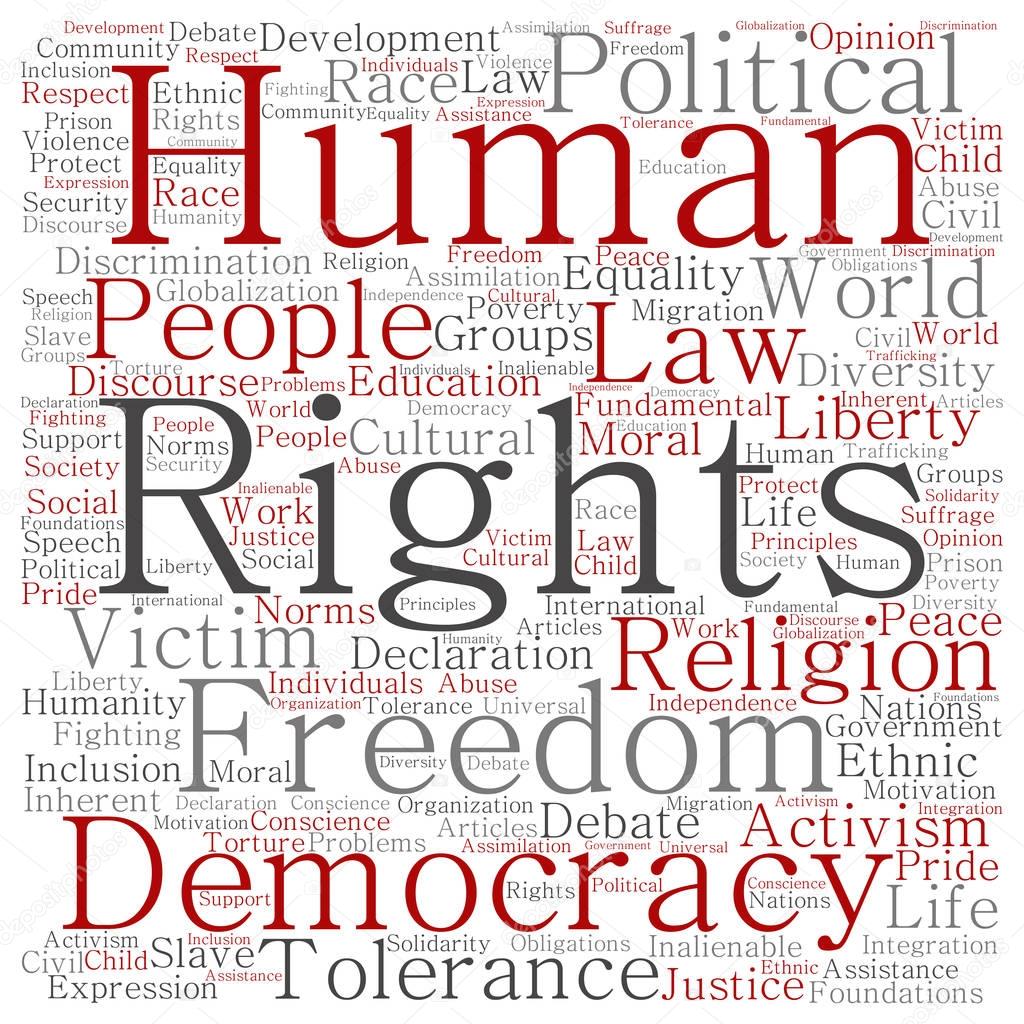 cloud of words human rights