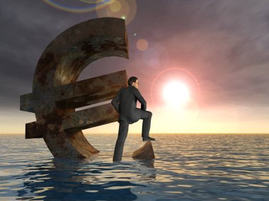 Denizde batan euro simgesini