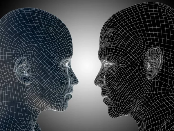 Conceptual male and female heads — Stock Photo, Image