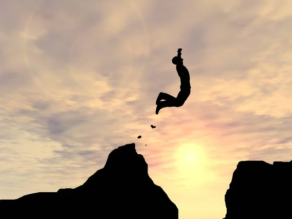 Man jumping from cliff — Stock Photo, Image