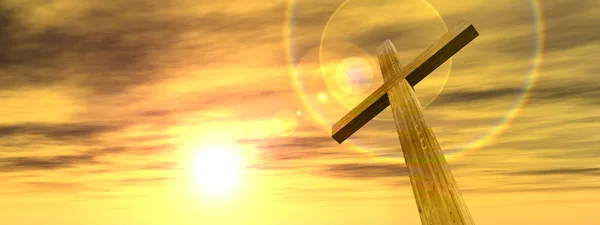 Cruz de madeira ou forma de símbolo de religião — Fotografia de Stock