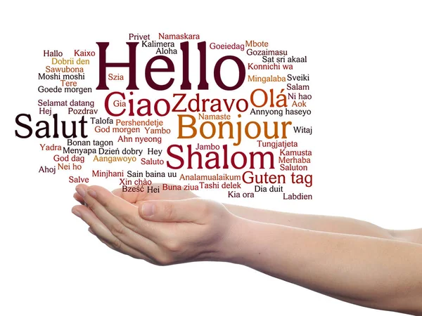 Greeting international words cloud — Stock Photo, Image