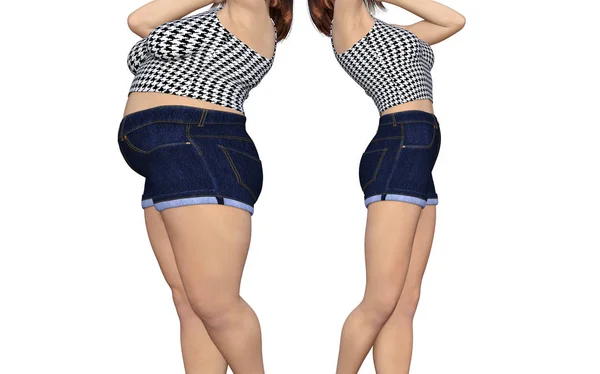 Obez kadın vs slim fit sağlıklı vücut — Stok fotoğraf