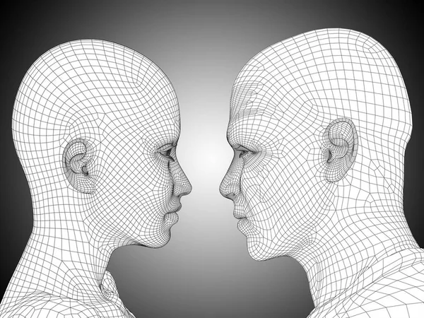 Conceptual male and female heads