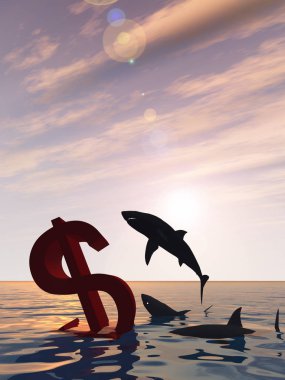 Kavramsal 3d çizim kanlı Doları sembolü 