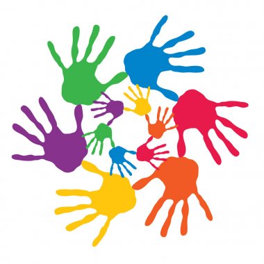 Daire veya sarmal set renkli boyalı insan el ile yapılan