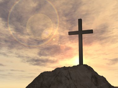 Kavram ya da kavramsal 3d çizim Hıristiyan çapraz