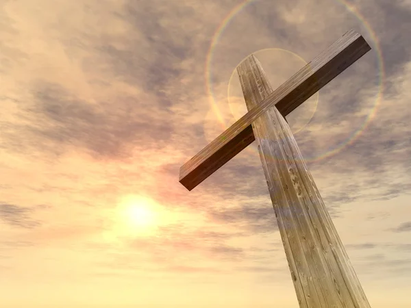 Concept ou illustration 3D conceptuelle croix chrétienne — Photo