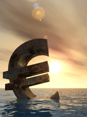 euro para birimi simgesi okyanusta batıyor