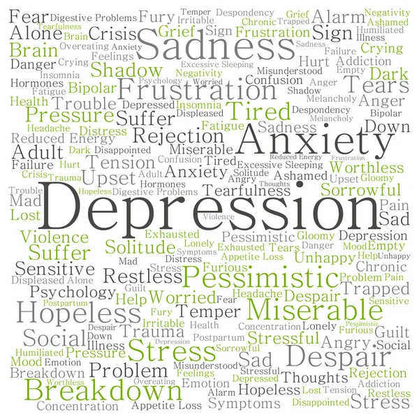 Awan kata Depresi — Stok Foto