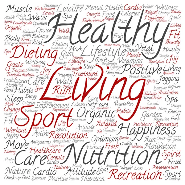 Healthy living word cloud — Stock Photo, Image