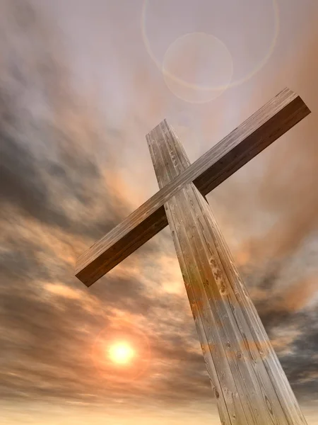 Christian wooden cross — Stock Photo, Image