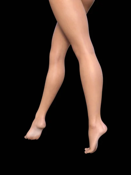 Slim barefoot female legs — Stock Photo, Image