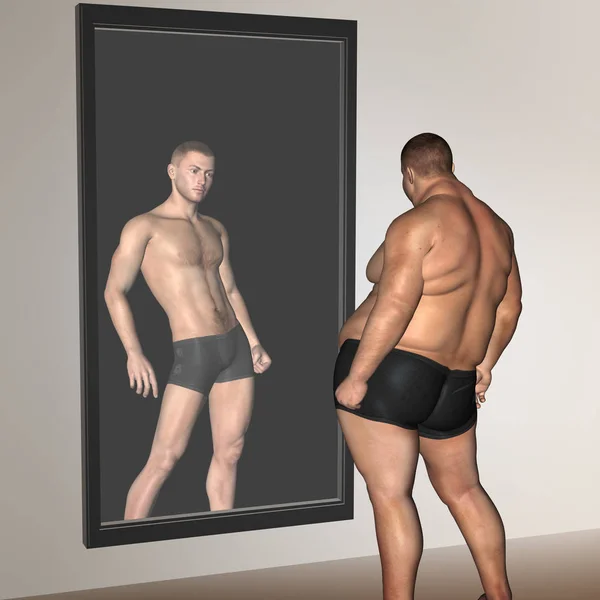 超重的男人 vs 苗条肌肉男人 — 图库照片