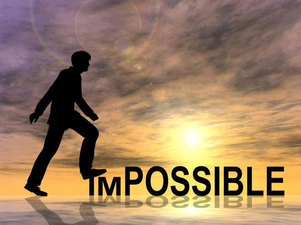 Male silhouette and impossible or possible text — Stock Photo, Image