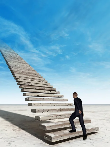 Uomo d'affari che cammina sulle scale per il paradiso — Foto Stock
