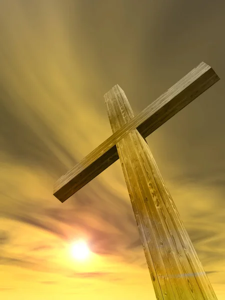Christian wooden cross — Stock Photo, Image