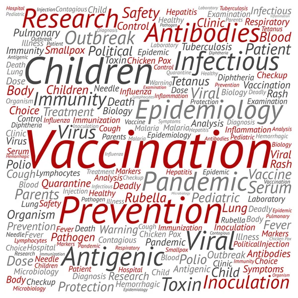 子供の予防接種の単語の雲 — ストック写真