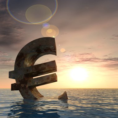 euro para birimi simgesi okyanusta batıyor